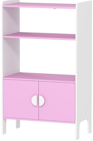Kinderbücherregal 60 x 35 x 100 cm – mit offenen Fächern und Schrankfächern in Pink