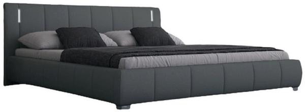 Woodkings 'Luna' Polsterbett, Kunstleder, Grau, 140x200 cm, mit Beleuchtung