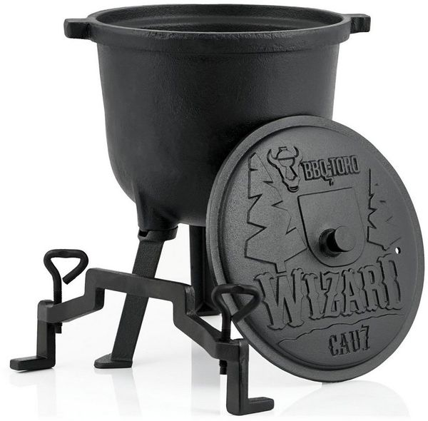 BBQ-Toro Grilltopf Zauberkessel "Wizard", 7 Liter, Gusseisen Kochtopf mit drei Beinen, De, Gusseisen