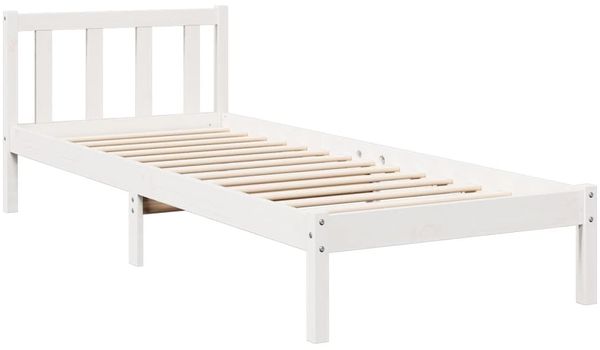 vidaXL Massivholzbett Extra Lang ohne Matratze Weiß 90x210 Kiefernholz 852431 Bild 3