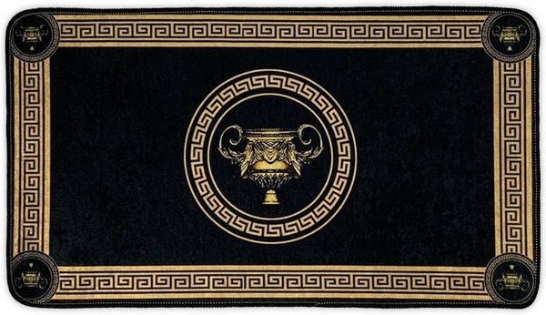 Belle Arti Badematte Luxus Badvorleger Duschvorleger Badteppich Antirutsch schwarz gold, rutschhemmend, antirutsch, fußbodenheizunggeeignet, strapazierfähig, rutschfest, pflegeleicht, Polyester, Badematte Set Löwe Amphore Krone, rutschfest, weich, saug...
