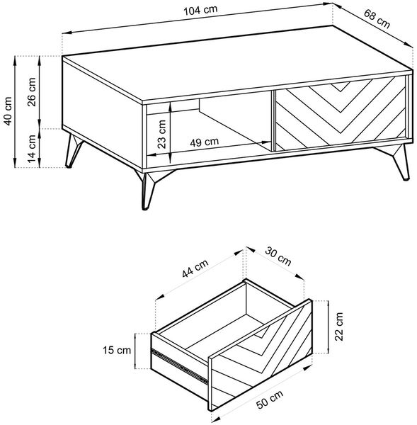 Selsey ‘Boulia’ Couchtisch mit Fischgrätmuster, 40 x 104 x 68 cm Bild 4