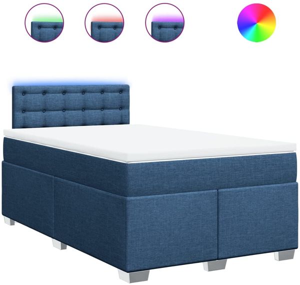 vidaXL Boxspringbett mit Matratze Blau 120x200 cm Stoff 3288175 Bild 2