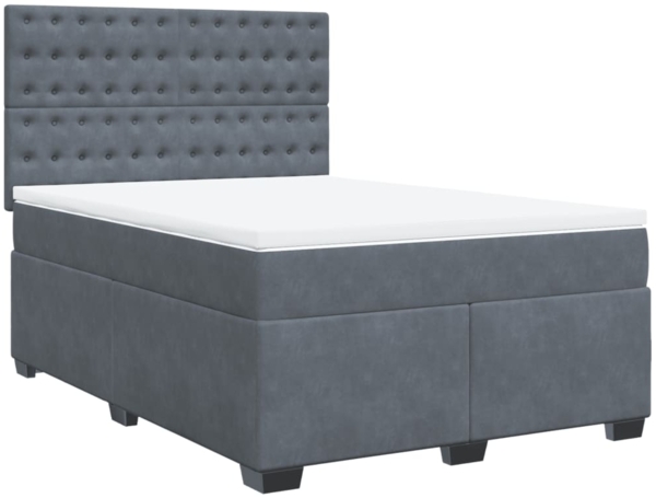 vidaXL Boxspringbett mit Matratze Dunkelgrau 140x190 cm Samt 3290919