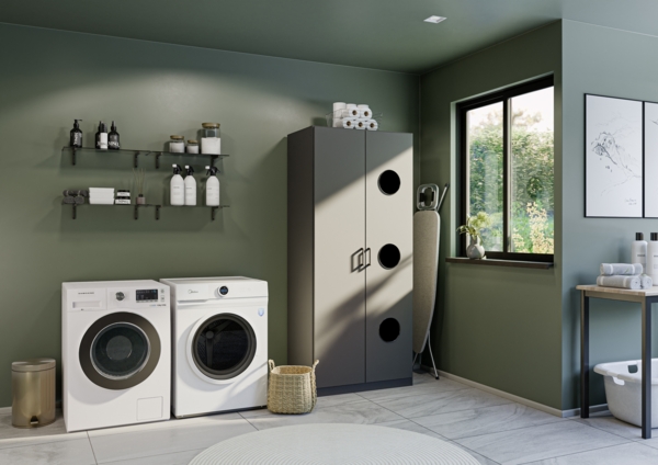 rauch Allrounder, Wäscheschrank, 2-türig, Farbe Grau metallic, BxHxT 91x210x54cm