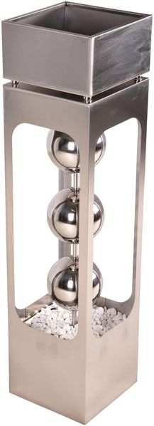 Pflanzsäule NIKLAS mit Brunnen Silber Edelstahl | Pflanzkübel hoch Blumenkübel Pflanzkasten