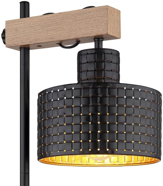 LED Tischleuchte, Holz, schwarz-gold, höhenverstellbar, H 55 cm Bild 4