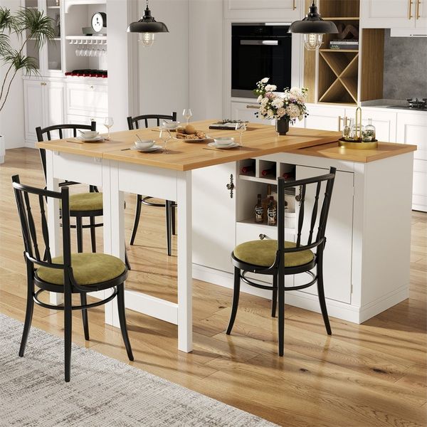 MODFU Bartisch Kücheninsel, Reversibel Tisch (Ausziehbarer Bartisch mit 360° Drehfunktion & Stauraum, multifunktionaler Esstisch, 1-St, 120-180 cm)