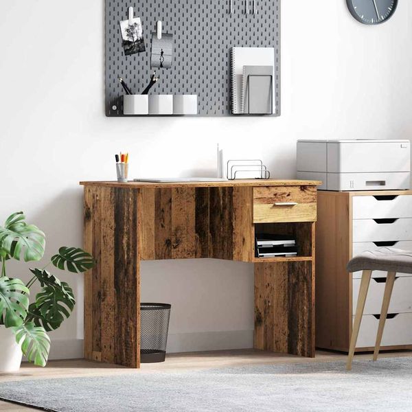 vidaXL Schreibtisch mit Regal Altholz 90 x 49 x 75 cm Holzwerkstoff 869272