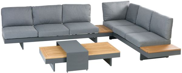 Lounge-Set Accra, Aluminium, Grau, Schwarz