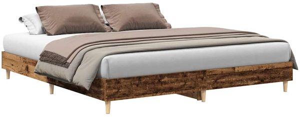 Doppelbett, Bettgestell Modernen ohne Matratze Altholz-Optik 200x200cm Holzwerkstoff d1747e