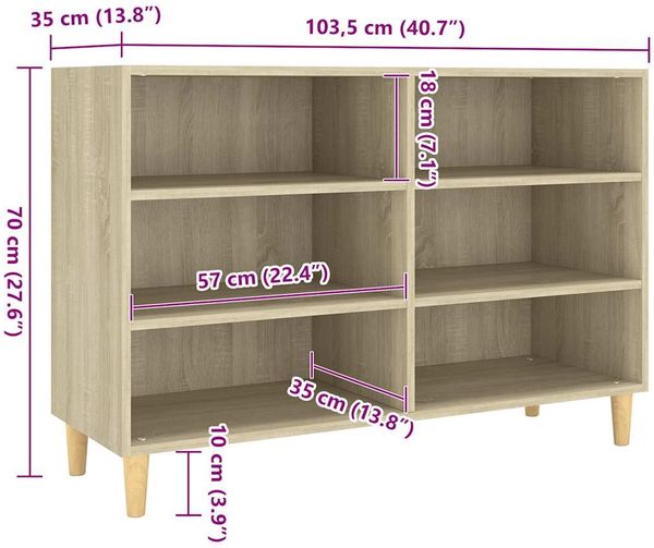 Sideboard, Kommode Sonoma-Eiche 103,5x35x70 cm Holzwerkstoff j2896p Bild 6