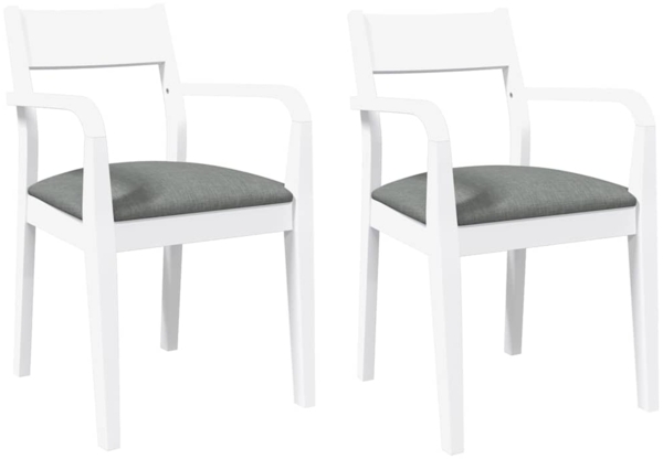 vidaXL Esszimmerstühle mit Kissen 2 Stk. Weiß Massivholz Gummibaum 4102511