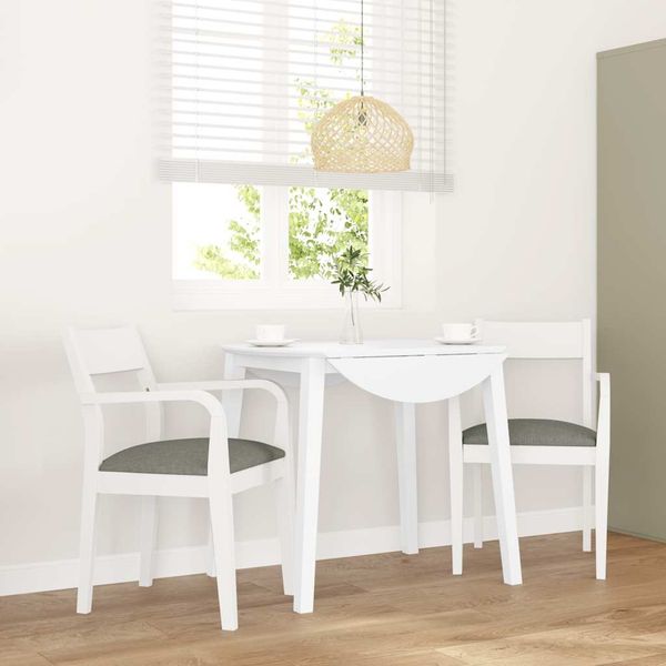 vidaXL Esszimmerstühle mit Kissen 2 Stk. Weiß Massivholz Gummibaum 4102511
