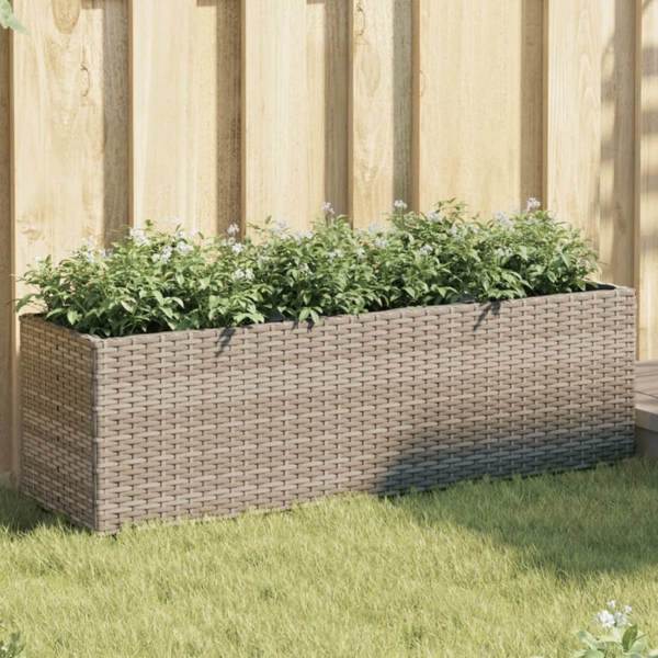 vidaXL Hochbeet mit 3 Fächern Grau 105x30x32 cm Poly Rattan 366418