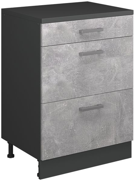 Küchenschrank für Dachschrägen R-Line Beton 60 cm ohne Schräge mit 2 Türen Vicco