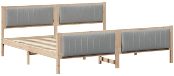 vidaXL Bettgestell Braun und hellgrau 200 x 200 cm Massivholz Kiefer 3394298