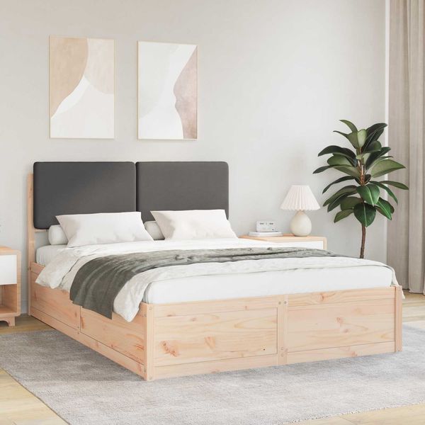 vidaXL Bettgestell mit gepolstertem Kopfteil Dunkelgrau 135 x 190 cm 3398170