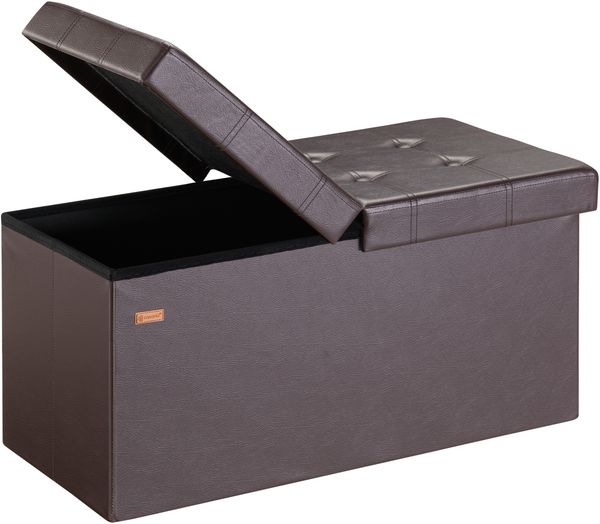 CASARIA® Faltbarer Sitztruhe mit Stauraum Kunstleder Braun L