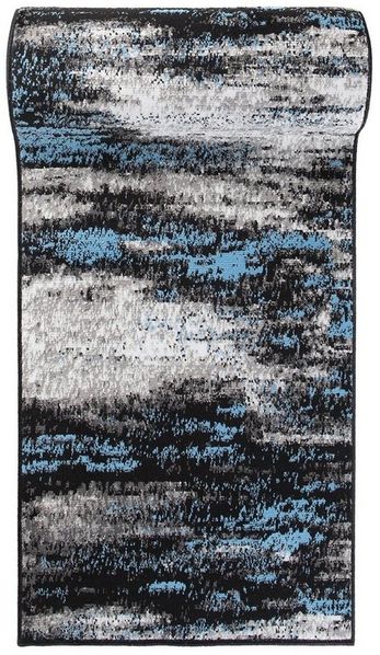 Mazovia Läufer Läufer Flurläufer Modern für Vorzimmer 100 cm Breit Grau Blau, 100 x 100 cm, Kurzflor, Meterware, Höhe 8 mm