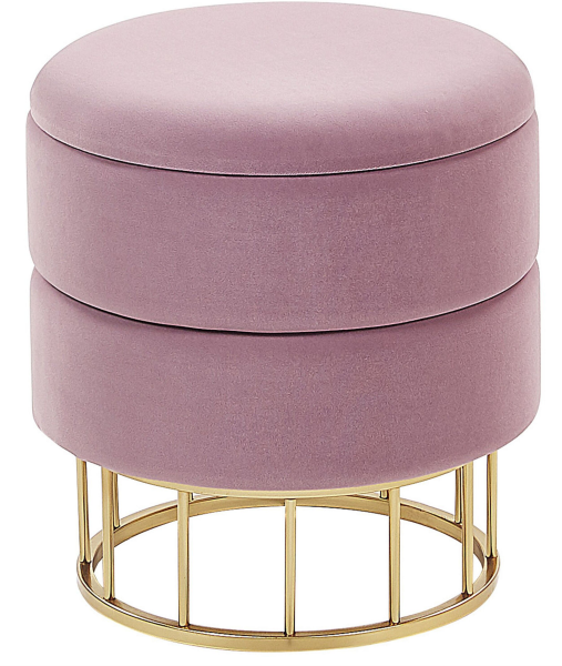 Pouf Samtstoff mit Stauraum rosa ⌀ 37 cm ELGIN