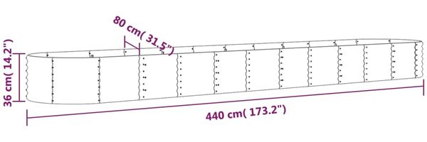 vidaXL Hochbeet Verzinkter Stahl 440x80x36 cm Silbern 318937 Bild 6