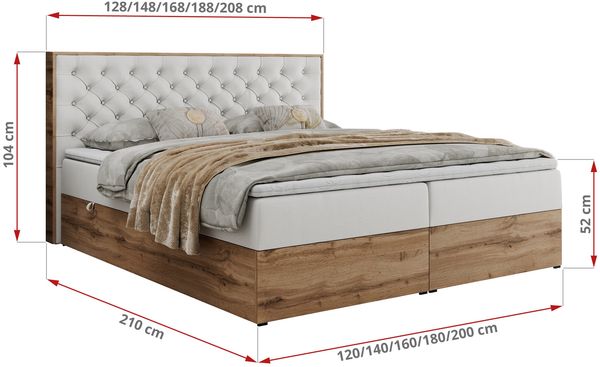 Boxspringbett mit Multipocket-Matratze und Zwei Bettkästen, Doppelbett mit Stauraum - ALBERO 3 - 160 x 200 cm - Weiß Kunstleder - H3 Bild 6