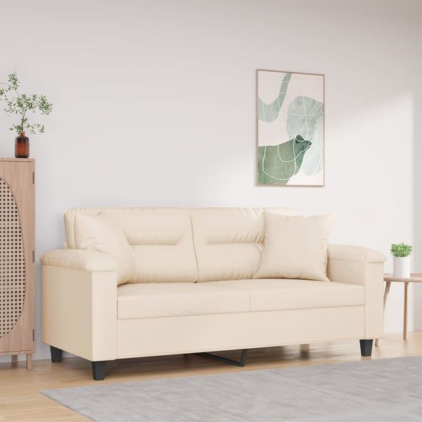 vidaXL 2-Sitzer-Sofa mit Kissen Beige 140 cm Mikrofasergewebe 3200976
