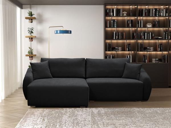 Ecksofa Designersofa Sofa ELISE in Stoff Wind Schwarz Ottomane Links