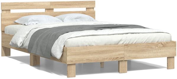 vidaXL Bettrahmen mit LED Sonoma 137 x 190 cm Holzwerkstoff 3402848 Bild 6