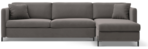 Micadoni Schlaf-Ecksofa Gloria 5-Sitzer Rechts Samt Grau 205x160