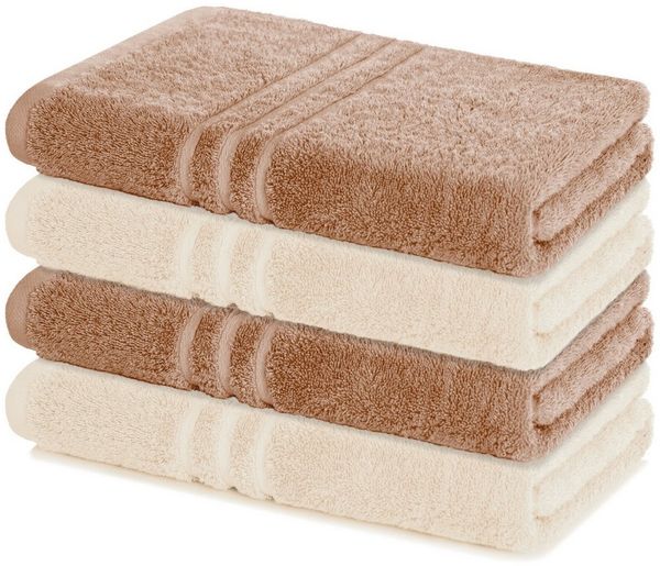 Lavea Duschtücher 4er Set Duschtuch 70 x 140 cm, Elena Frottee Handtücher, (Set, 4-St), Dusch-Handtuch, 500 g/m² Frottier, weich & saugstark, pflegeleicht