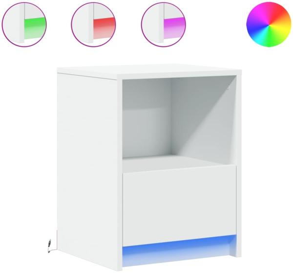 vidaXL Nachttische mit LED-Leuchten 2 Stk. Weiß Holzwerkstoff 852020