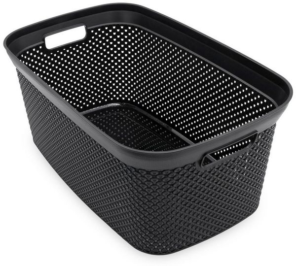 Spetebo Wäschekorb Wäschewanne schwarz 54x33 cm (Anzahl, 1 St, Stück), Mit 2 integrierten Tragegriffen