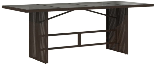 vidaXL Gartentisch mit Glasplatte Braun 190x80x75 cm Poly Rattan 365603