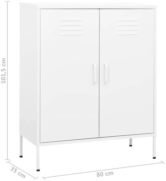 Sideboard KEVI Metall Weiß 80x35x101,5 cm Stahl | Flurschrank Metallschrank Lagerschrank Beistellschrank Wohnzimmer Bild 10