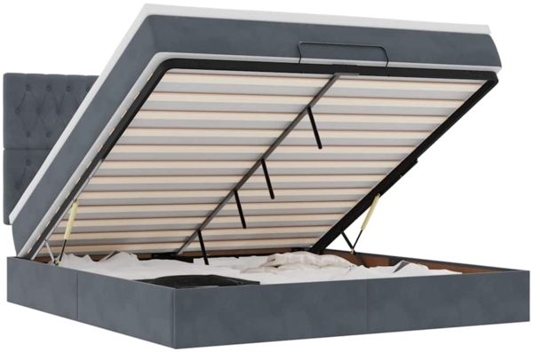 vidaXL Ottoman-Bett mit Matratzen Dunkelgrau 160x200 cm Samt 3313554
