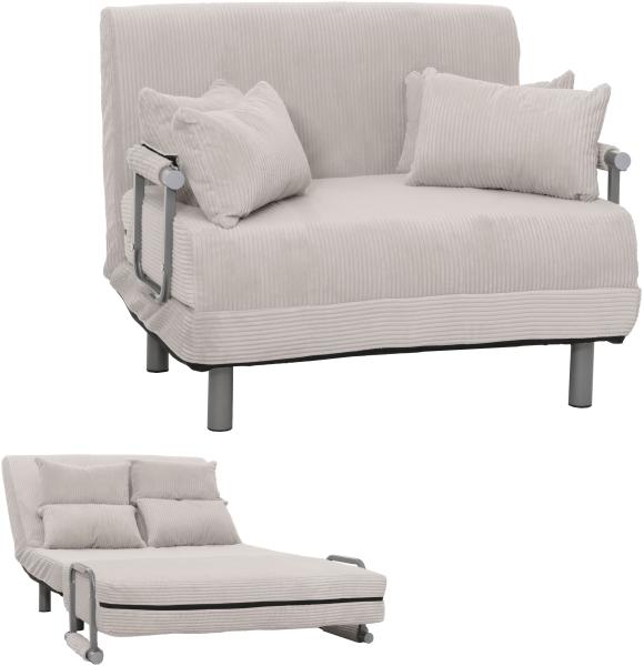 Mendler Schlafsessel HWC-K29, Klappsessel Schlafsofa Gästebett, Liegefläche 190x100cm, Stoff Cord (330g/m²) ~ hellgrau