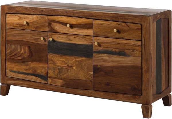 Sideboard Sheesham 140x45x80 dunkelbraun lackiert ANCONA #222