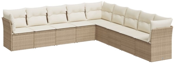 vidaXL 9-tlg. Garten-Sofagarnitur mit Kissen Beige Poly Rattan 3217778