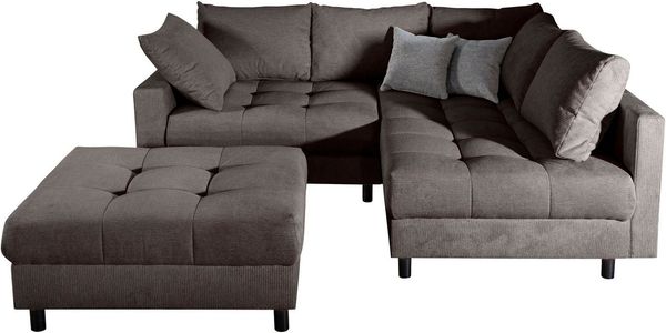 COLLECTION AB Ecksofa Toni L-Form, B: 215 cm, Set: Sofa & Hocker, 2 Zierkissen, Federkern