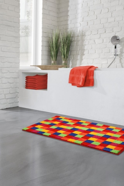 Grund Badematte Jocylin, Höhe 20 mm, rutschhemmend beschichtet, fußbodenheizungsgeeignet, Polyacryl, rechteckig, weiche Badematte im Schachbrettmuster Bild 3