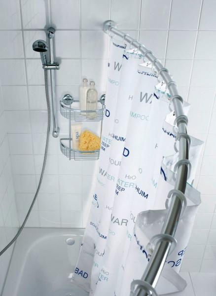 WENKO Teleskop-Badewannenstange 110 - 200 cm, Chrom, bogenförmig