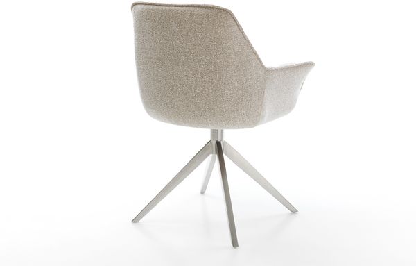 Drehstuhl Kaira-Flex Webstoff Soft Beige Kreuzgestell breit Edelstahl 360° drehbar Wippfunktion Bild 5