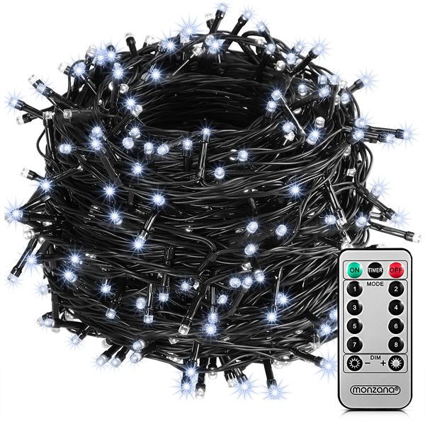 Lichterkette 20m 200 LED kaltweiß Fernbedienung