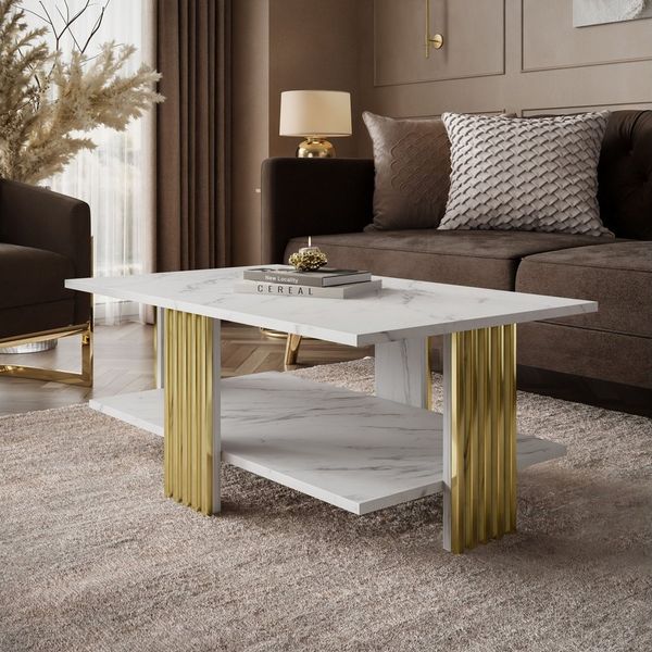 Lookway Couchtisch SAPHIRA GOLD mit Ablage (1 Tisch)