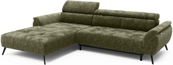 Ecksofa Ottomane rechts Chenille 286x184x79 grün VALENTINA