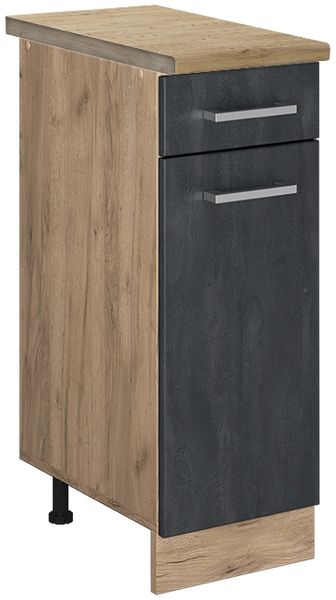 Küchenunterschrank R-Line Schwarz Beton 30 cm AP Eiche Vicco
