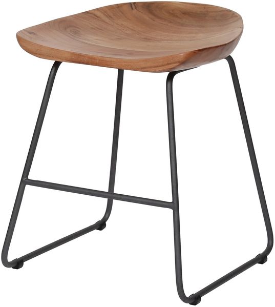 Sitzhocker Ergacian 2er-Set Akazienholz, klassisch, Natur, mit stabilem Metallgestell