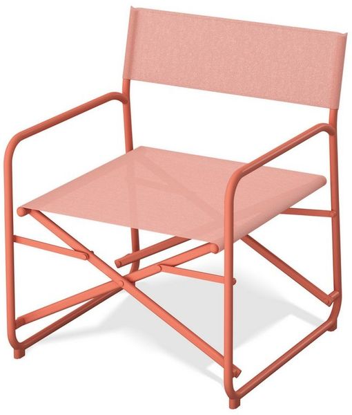 KHG Gartensessel Orange-Rot, moderner Gartenstuhl auf Stahl-Gestell mit Textil-Gewebe, (klappbar, wetterfest, 120 kg belastbar 65 x 79 x 65 cm, 1-St), Armlehne